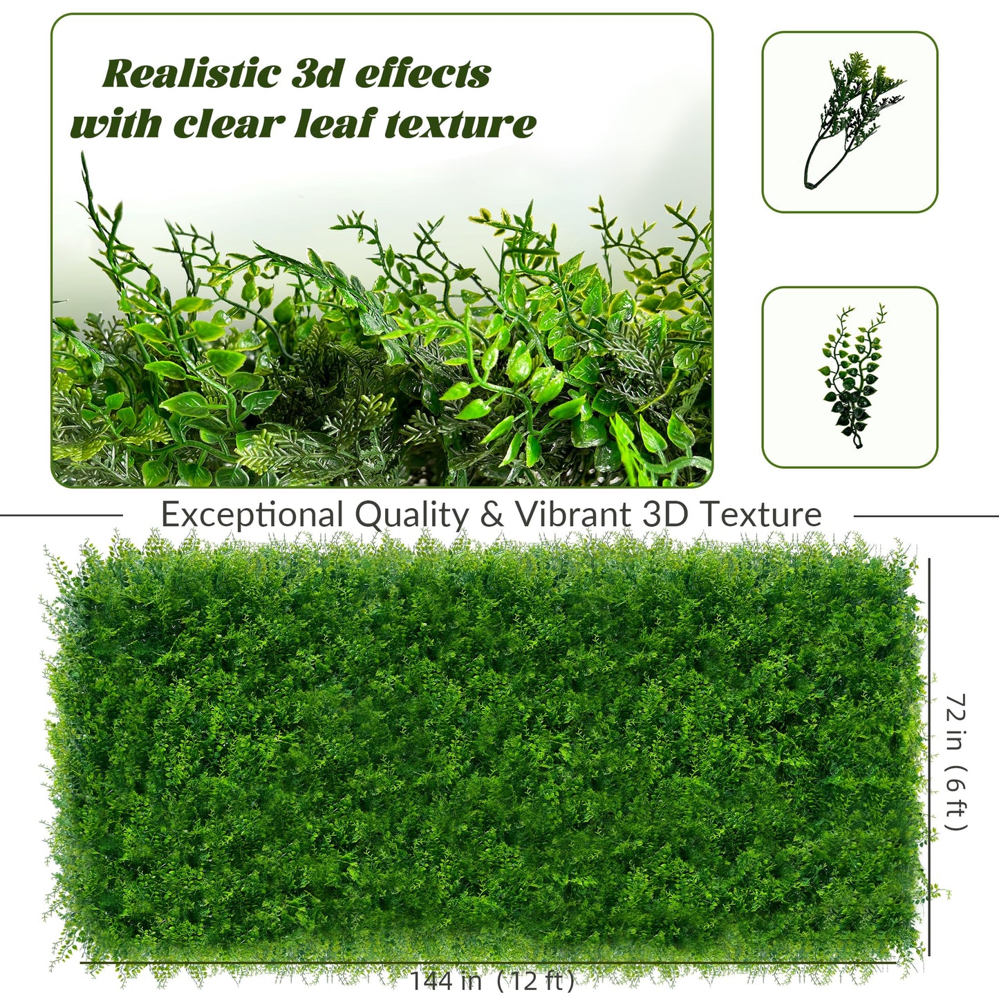DOPGIB Greenery Faux Grass Wall Backdrop: 72"x144" (72 SQFT) UV-Anti Artificial Green Boxwood Panel for Patio Balcony Privacy & Ivy Fence Covering Privacy, Garden, Backyard Wall Backdrop Decor
