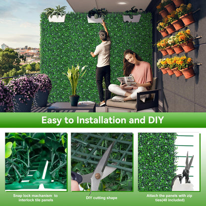 EverNature EverNture 71"x144"(72 SQFT) Grass Wall Panels, Artificial Grass Backdrop, Fake Greenery Plant Boxwood Roll with Flower, Green Wall Decor for Outdoor Indoor Patio Garden Backyard