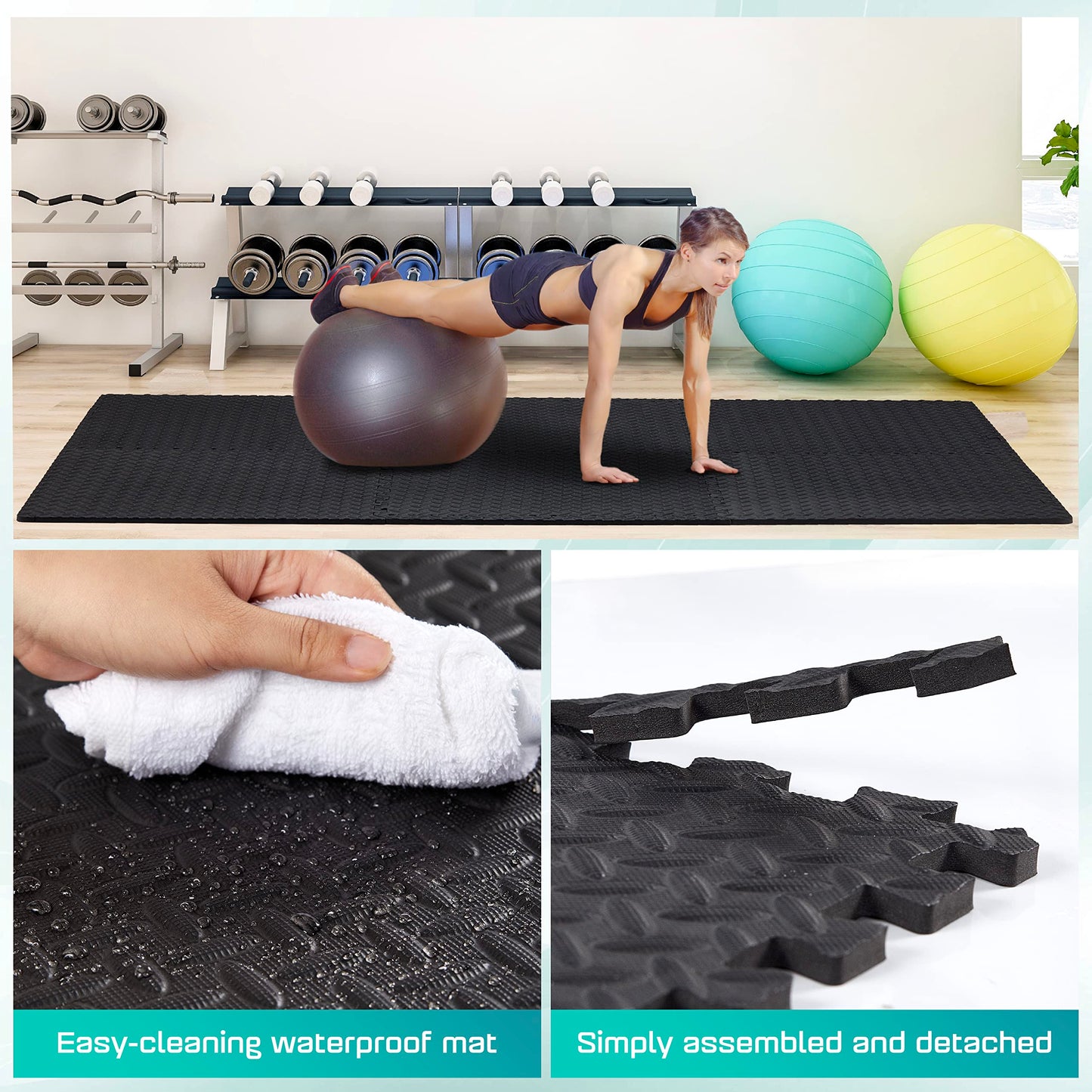 Yes4All Interlocking Foam Mats for Gym Exercise Equipment – (30cx30cm Each Tile - Pack of 12 Tiles for 1 Square Meter) Eva Interlocking Floor Tiles