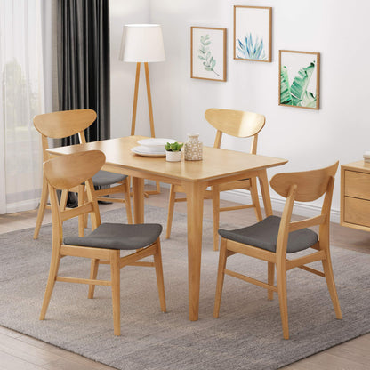 Christopher Knight Home Heather Mid-Century Modern Dining Chairs (Set of 4), Dark Gray and Natural Oak
