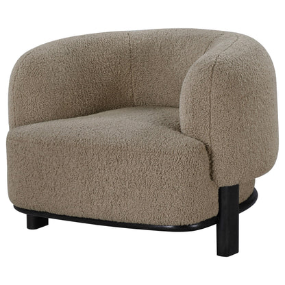 Coaster Home Furnishings - Lawler - Wood and Fabric - Upholstered Accent Chair with Barrel Back, Rounded Arms, and Cushioned Seat - Living Room - Brown and Black - 903170