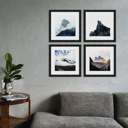 XXBANZHUAN 16x16 Square Picture Frame 3 Pack, Solid Real Wood Grain, Displays 12x12 with Mat or 16x16 Without Mat, Wall Gallery Poster Frames, Black