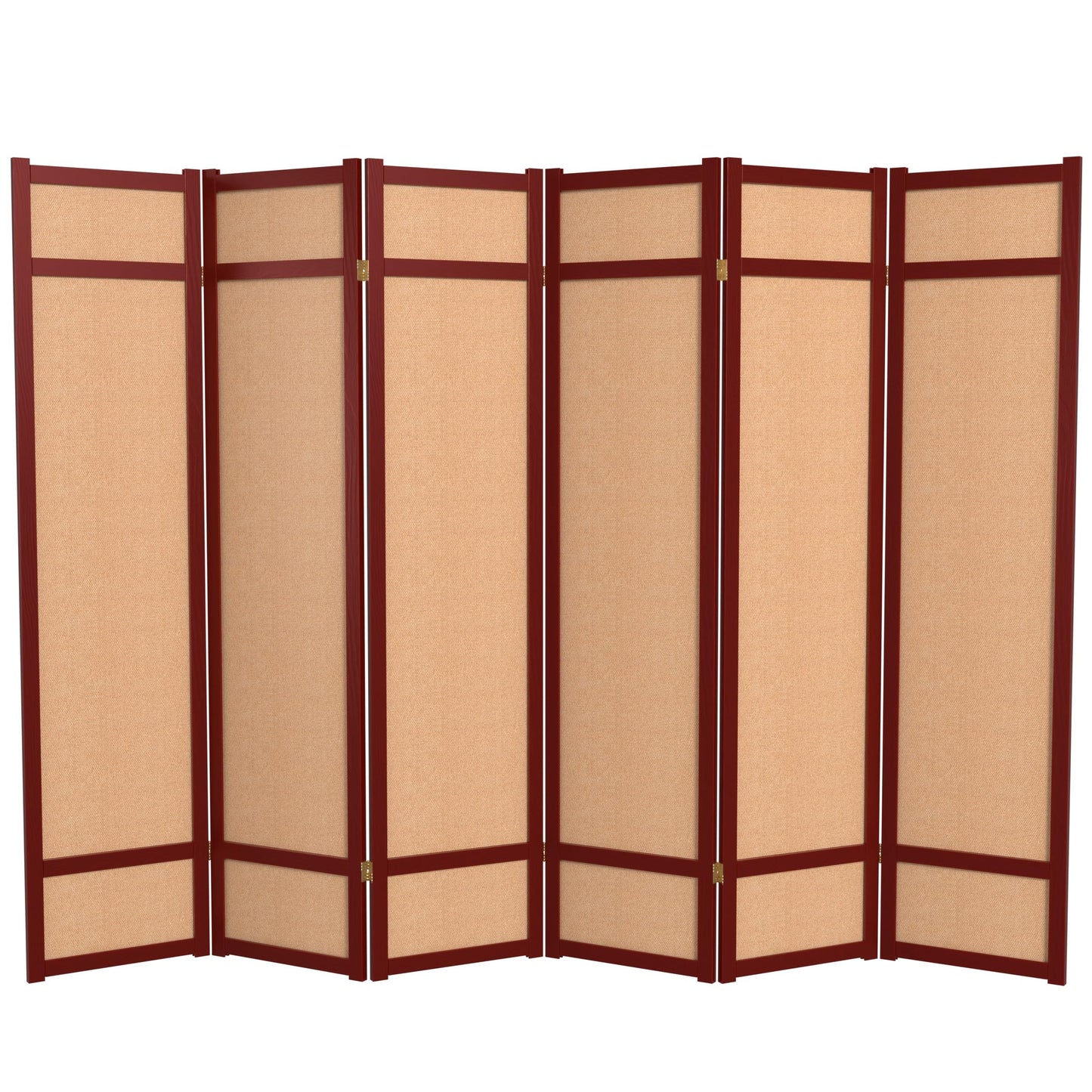 Red Lantern 6 ft. Tall Jute Shoji Screen - 6 Panel - Rosewood