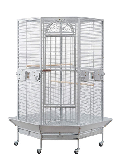 Seny Corner Bird Cage for Cockatiel Parakeet Black and White New (White)