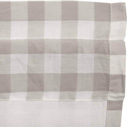 VHC Brands Annie Buffalo Check Farmhouse Kitchen Window Curtains, Lined Valance, 16x60, White & Grey
