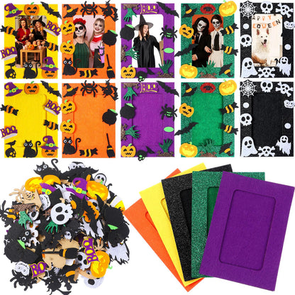 Barydat 260 Pcs Halloween Felt Photo Frame Crafts Kit 30 Picture Frames Crafts with 230 Felt Stickers, Fun DIY Photo Frame for Halloween Party Supplies Favors