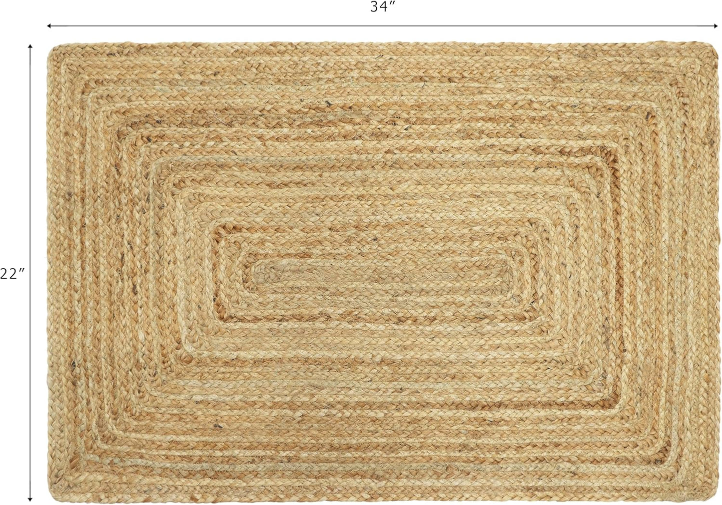 COTTON CRAFT Jute Area Rug - 100% Braided Jute, Neutral Reversible, Small 22x34 Rug for Kitchen, Living Room, Bedroom