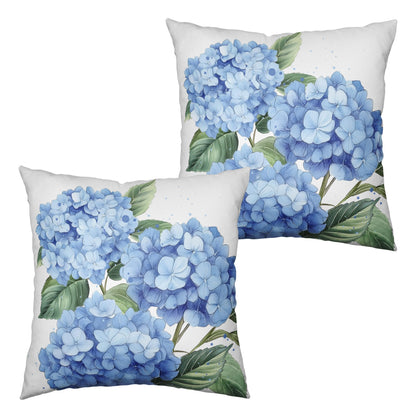 Kwlegh Blue Hydrangea Pillow Covers 18x18 Set of 2 Spring Summer Decorative Pillow Covers Flower Throw Pillow Case Square Cotton Linen Cushion Case for Outdoor Living Room Couch Sofa