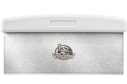 Bakerdale Large Bench, Dough, Cake Scraper, Icing Smoother Spreader, 10-inch Long Stainless Steel Blade, with White Polypropylene Handle