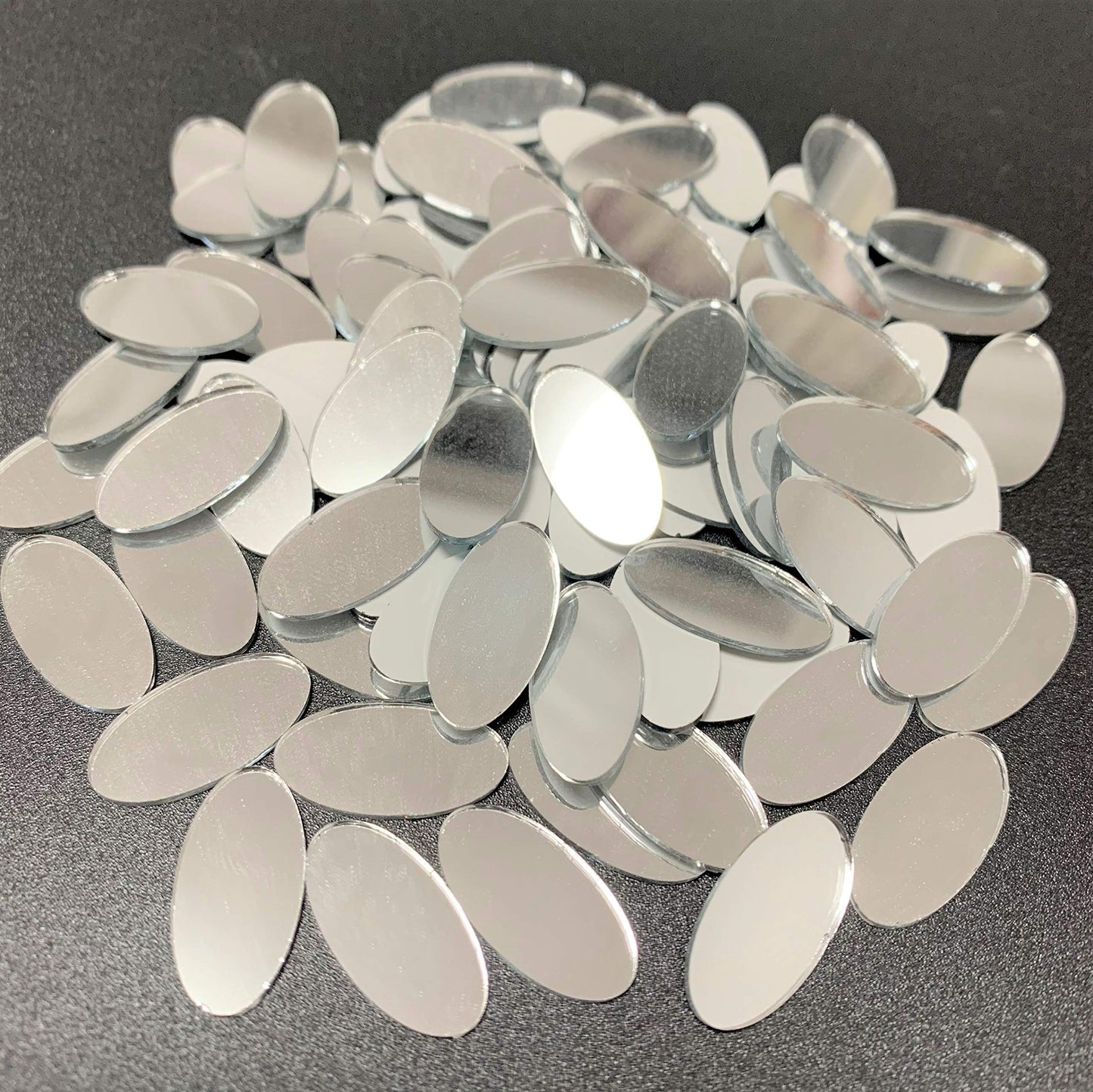 NUO RUI 100 Pcs Mini Oval Shaped Mirror Mosaic Tiles Craft Mirrors