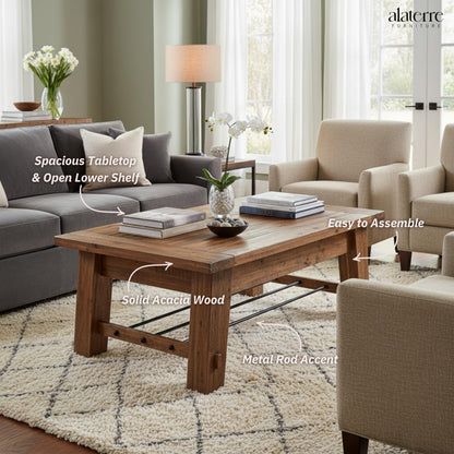 Alaterre Furniture Durango 48L Industrial Wood offee Table