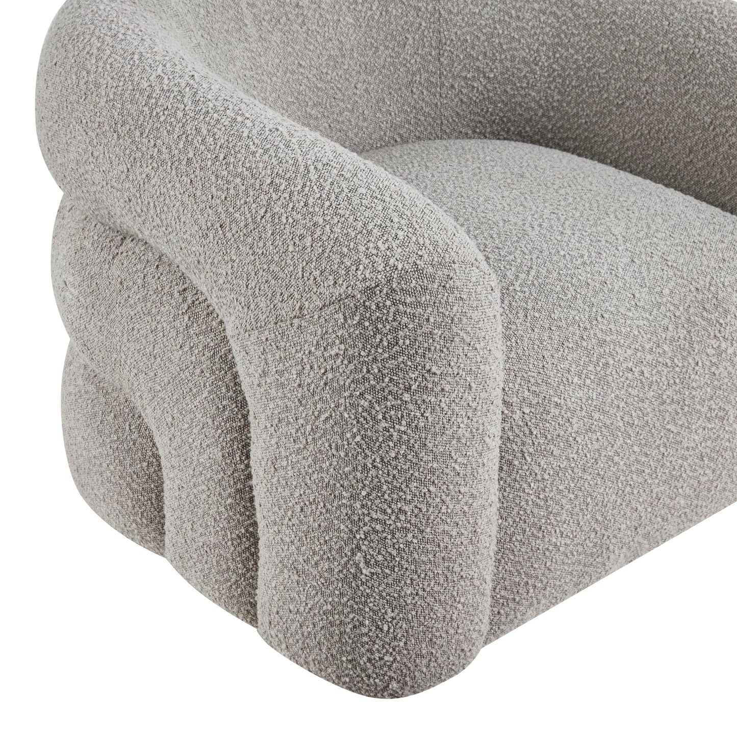 Lexicon Modern Swivel Accent Chair, Cozy Boucle Arm Chair with Plush Curved Back, Soft Stitching Cushions for Living Room/Bedroom/Office, Fully Assembled, Gray
