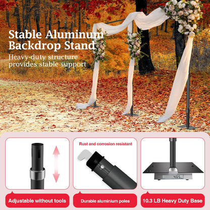 EMART Backdrop Stand Heavy Duty 8.9ftx20ft, Adjustable Pipe and Drape Photo Background Support Kit, Metal Frame with Flat Base for Wedding Birthday Party Banquet Decorations-Black