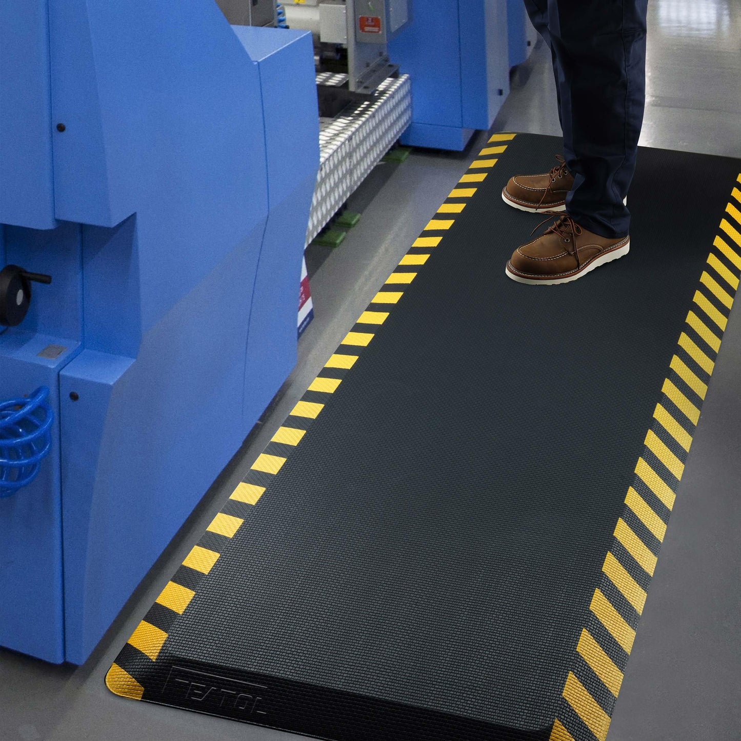 FEATOL Anti Fatigue Mat Industrial, Ergonomic Standing Floor Mat for Work for Stand -Safety Support for Leg & Back Pain(Yellow Border, 20" x 39", 1PC)