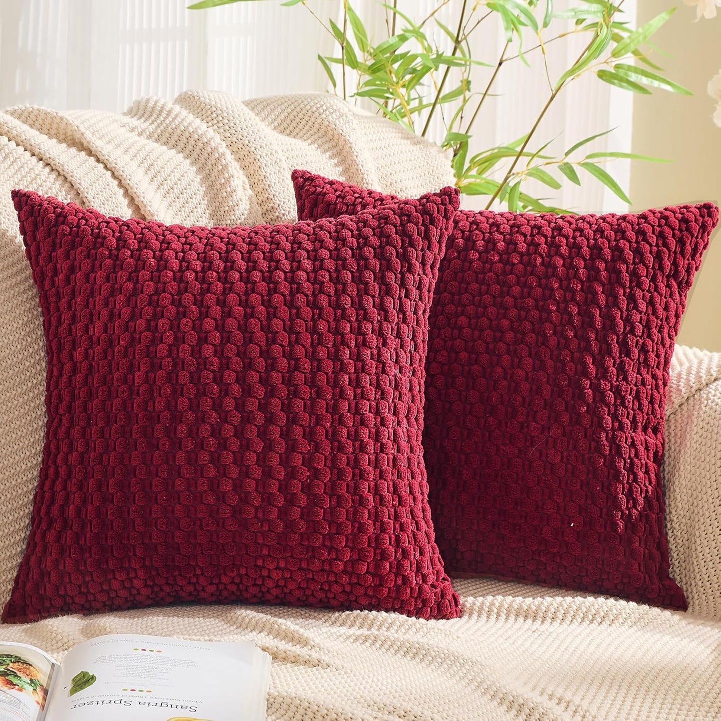 22x22 Inch Set 2 (55x55cm) GAWAMAY Decorative Throw Pillow Covers of for Living Room Couch Bed Sofa, Farmhouse Square