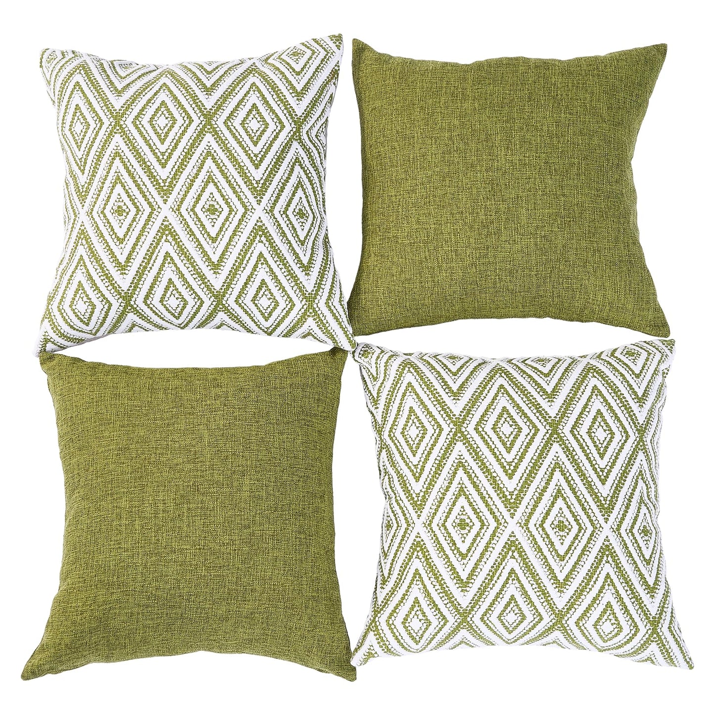 HPUK Decorative Throw Pillow Covers Set of 4 Square Couch Pillows Linen Cushion Cover for Couch Sofa Living Room, 18"x18" inches, Blue