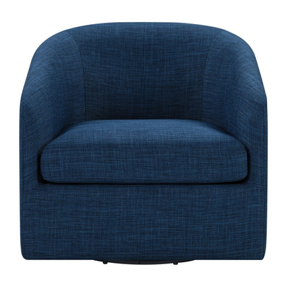 OSP Home Furnishings Parker Upholstered Swivel Tub Accent Chair, Navy Blue Fabric