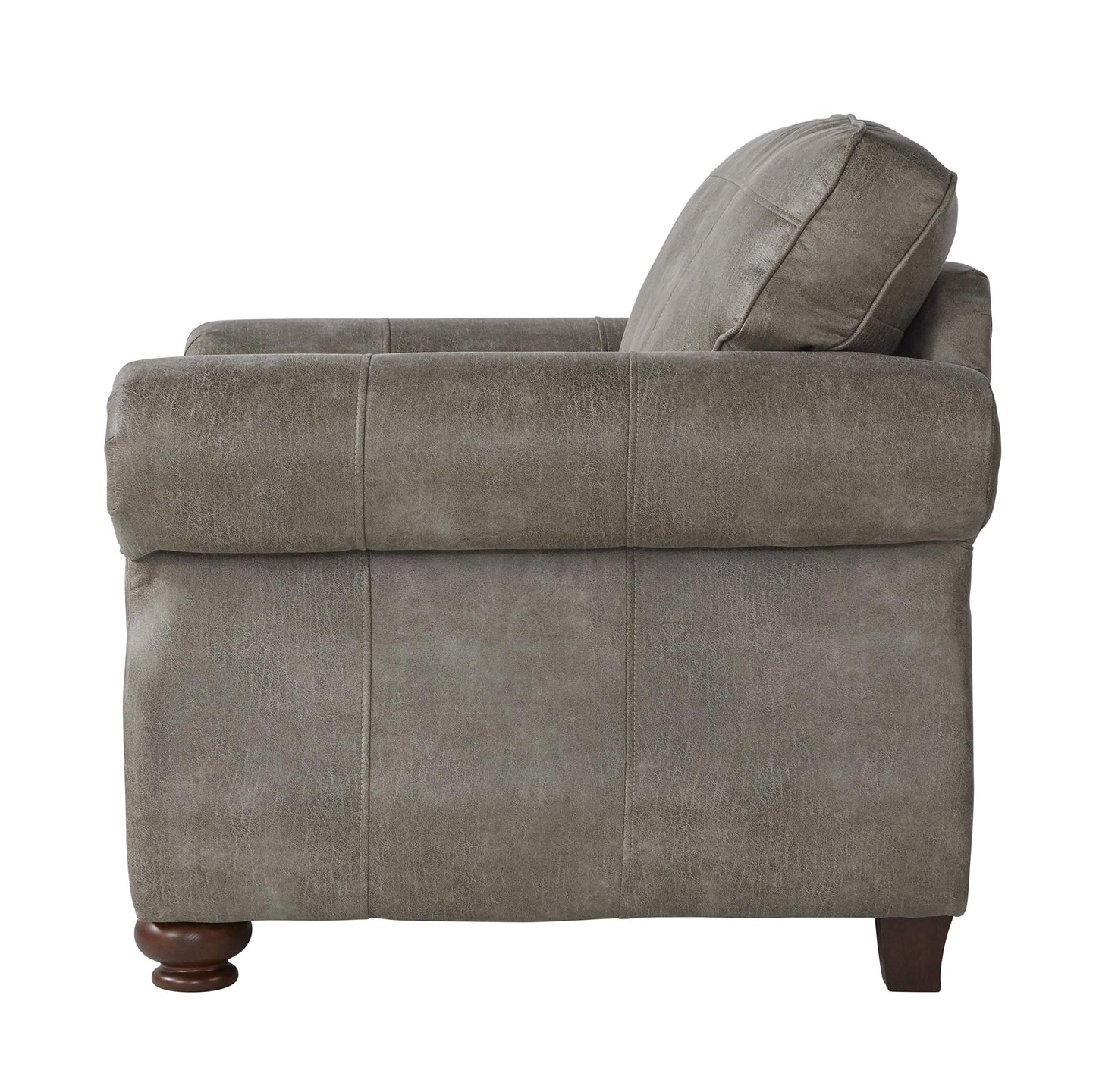 Roundhill Furniture Leinster Faux Leather Upholstered Nailhead Chair and Ottoman, Gray
