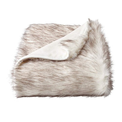 Faux Fur Throw - Luxurious, Soft, Hypoallergenic Premium Fashion Faux Wolf Fur Blanket with Faux Mink Back and Gift Box, 60”x70” by LHC (Pearl White)
