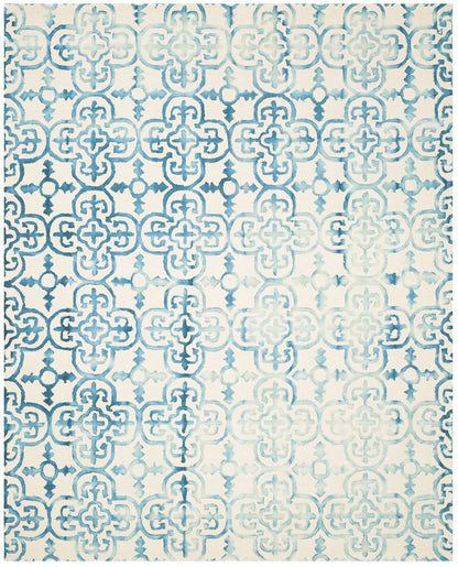 SAFAVIEH Dip Dye Collection Area Rug - 10' x 14', Ivory & Turquoise, Handmade Moroccan Watercolor Wool, Ideal for High Traffic Areas in Living Room, Bedroom (DDY711H)