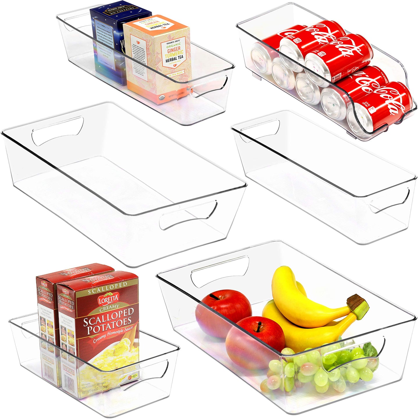 Simple Houseware Refrigerator Storage Organizer Bins, Assorted Set of 6