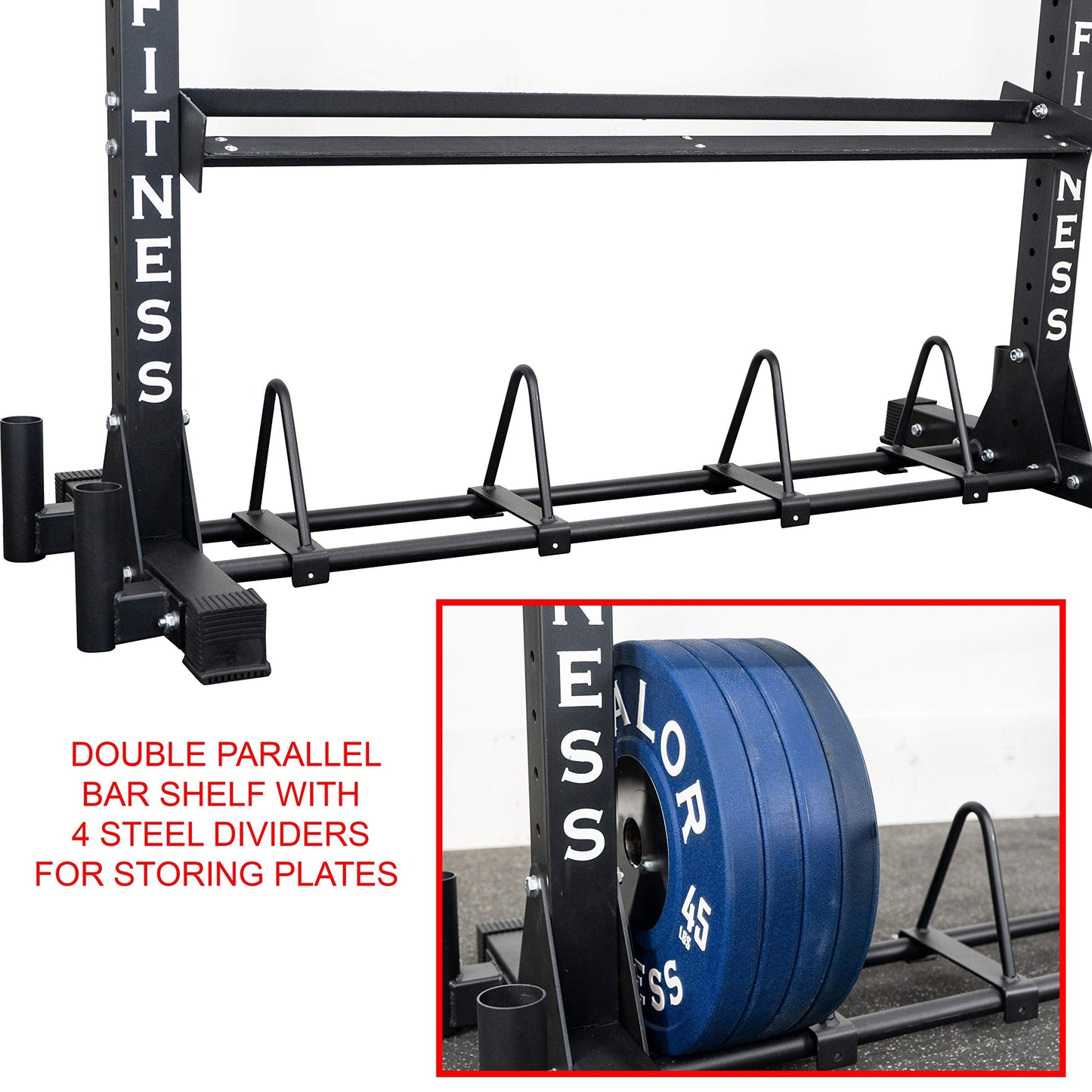 Valor Fitness Heavy Duty 4-Tier Gym Equipment Storage Rack – Organize Kettlebells, Dumbbells, Medicine Balls, Bumper Plates & 4 Barbells, 1200 lb Capacity for Home Gym Sports Equipment Organizer