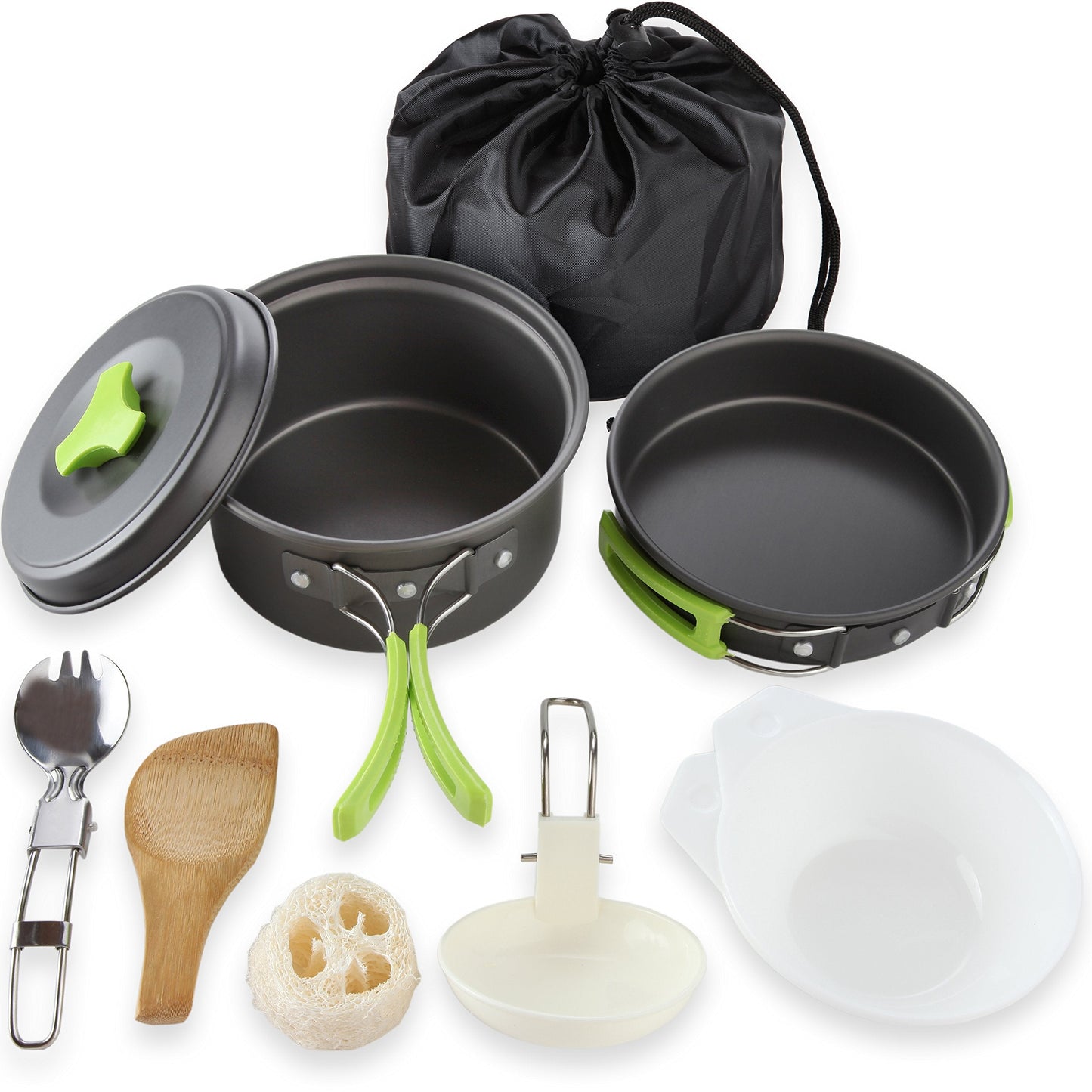 MalloMe Camping Cookware Mess Kit for Backpacking Gear – Camping Cooking Set - Backpack Camping Pot and Pans Set - Portable Camping Stove and Backpacking Stove Compatible - Camp Accessories Equipment