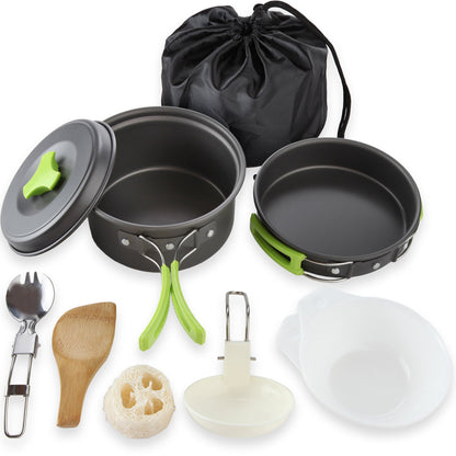 MalloMe Camping Cookware Mess Kit for Backpacking Gear – Camping Cooking Set - Backpack Camping Pot and Pans Set - Portable Camping Stove and Backpacking Stove Compatible - Camp Accessories Equipment