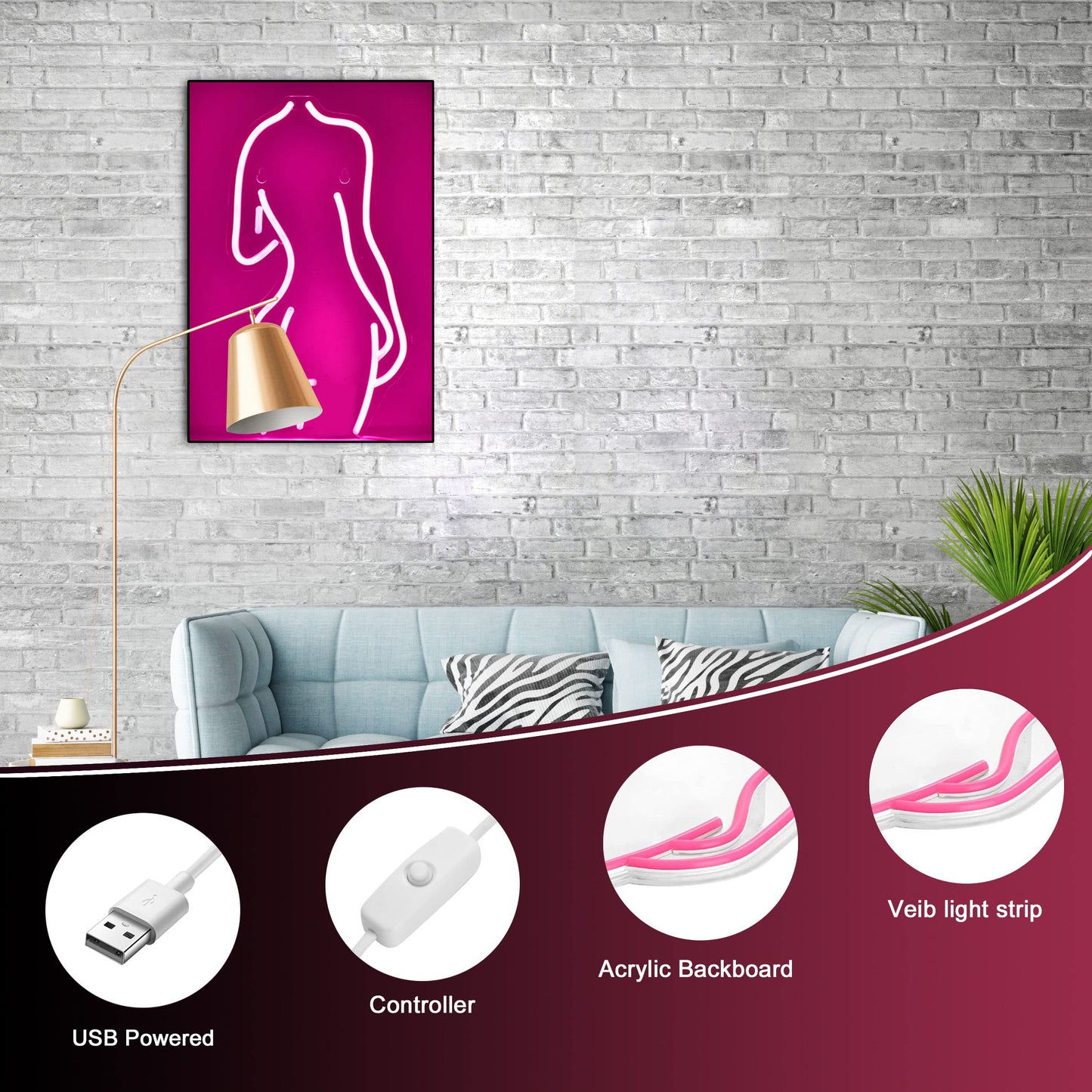 I'm So Happy You're Here Neon Sign for Wall Décor Dimmable LED Neon Light USB Powered Neon Art Signs Decor