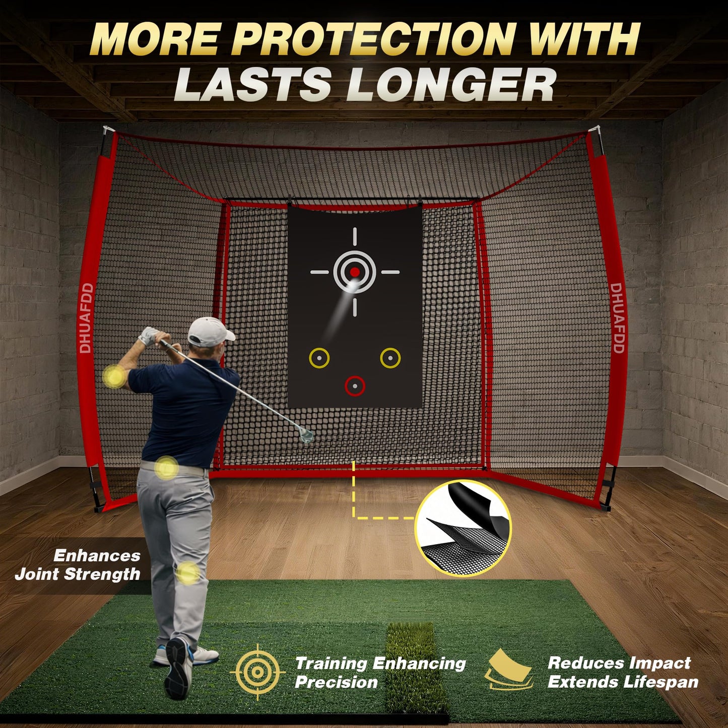 DHUAFDD Golf Hitting Net with Impact Screen 10 X 8 ft Golf Net with HD Simulator Screen & Target Cloth for Home Backyard Garage Golf Simulator Cage for Swing Training Indoor Outdoor Use