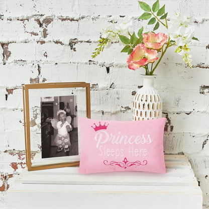 C&F Home Pink Princess Sleeps Here Extra Small Accent Pillow - 6" x 9", Soft Embroidered Novelty Mini Throw Pillow