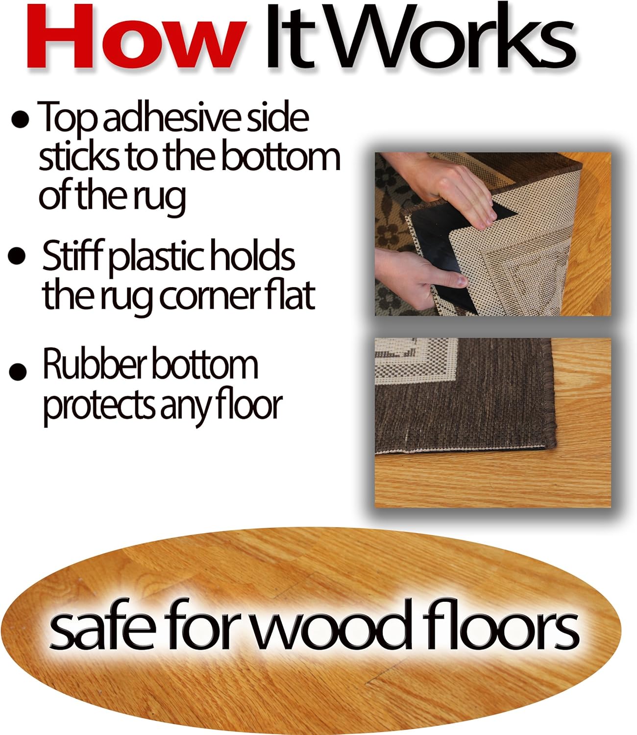 iPrimio NeverCurl V Shape Design Rug Corner Gripper to Stop Rug Corner Curling, Safe for Wood Floors