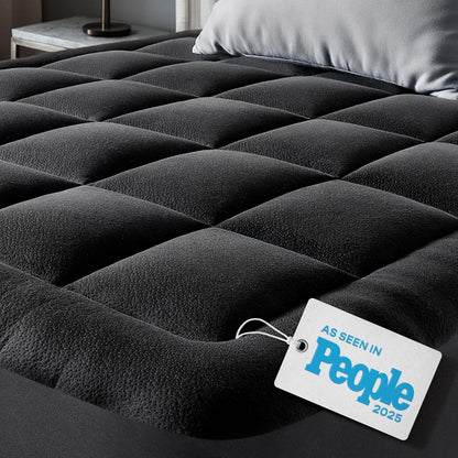 Niagara Sleep Solution Ultra Soft Mattress Topper - Bamboo Viscose Pillow Top for Back Pain Relief | Full Size, Black