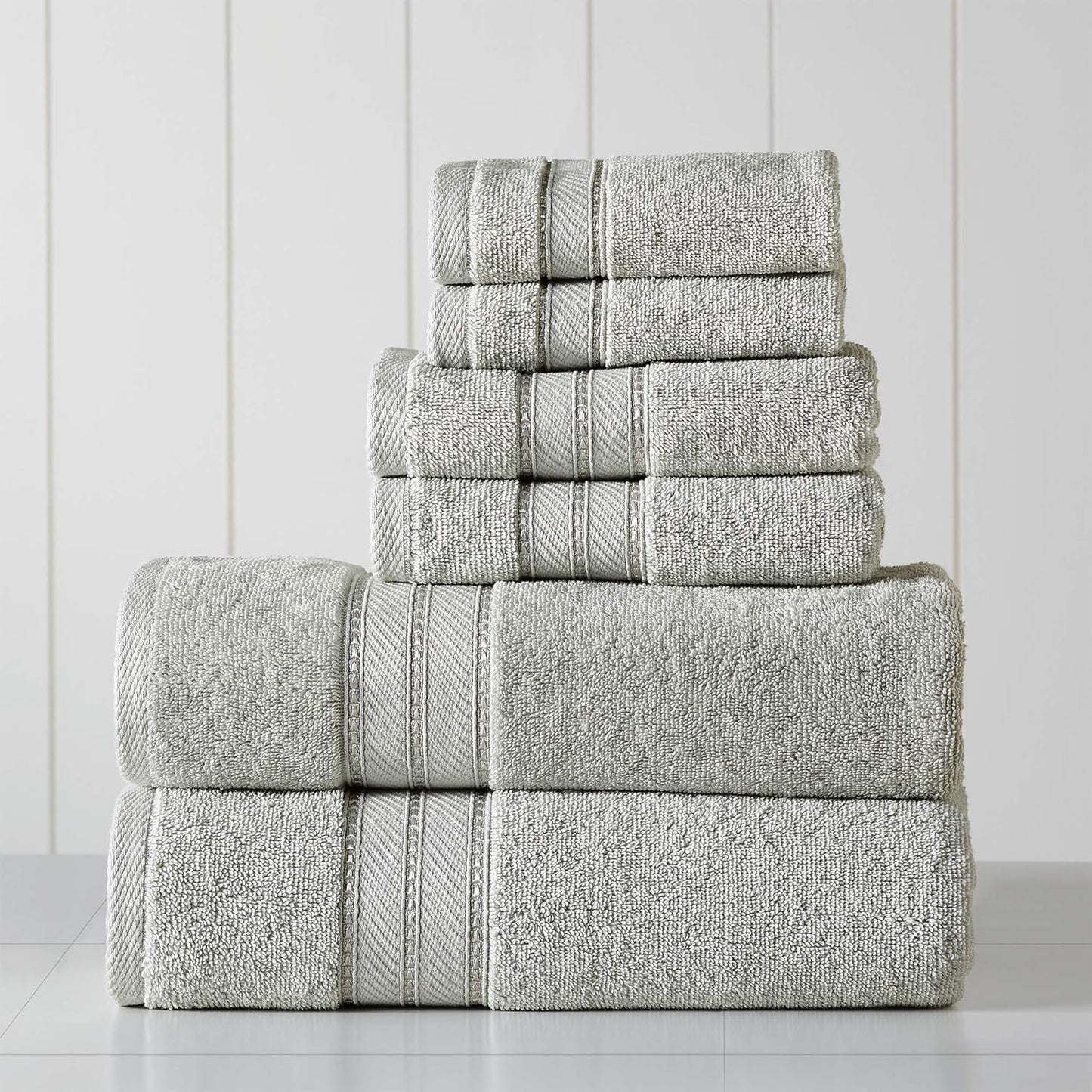 6-Piece 100% Set 600 Modern Threads - Spun Loft Combed Cotton Towel - Bath Towels, Hand Towels, & Washcloths - Super