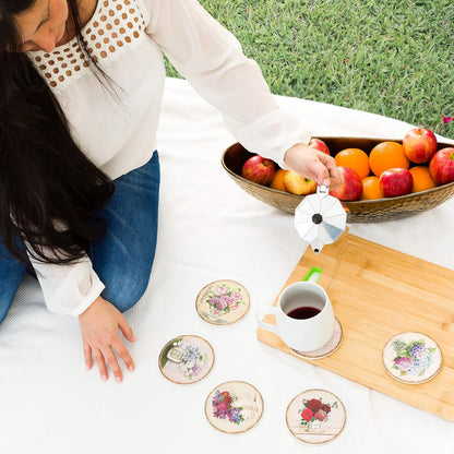 Regal Robin Set 4 Inch Set 6 Absorbent Ceramic Rustic Coasters for Drinks Drink Coaster - Cute Novelty Coasters