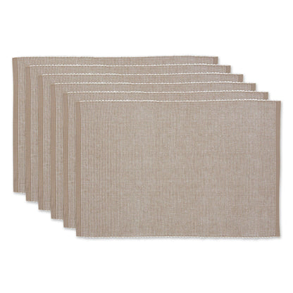 DII Two-Toned Collection Tabletop, Placemat Set, Stone, 6 Piece