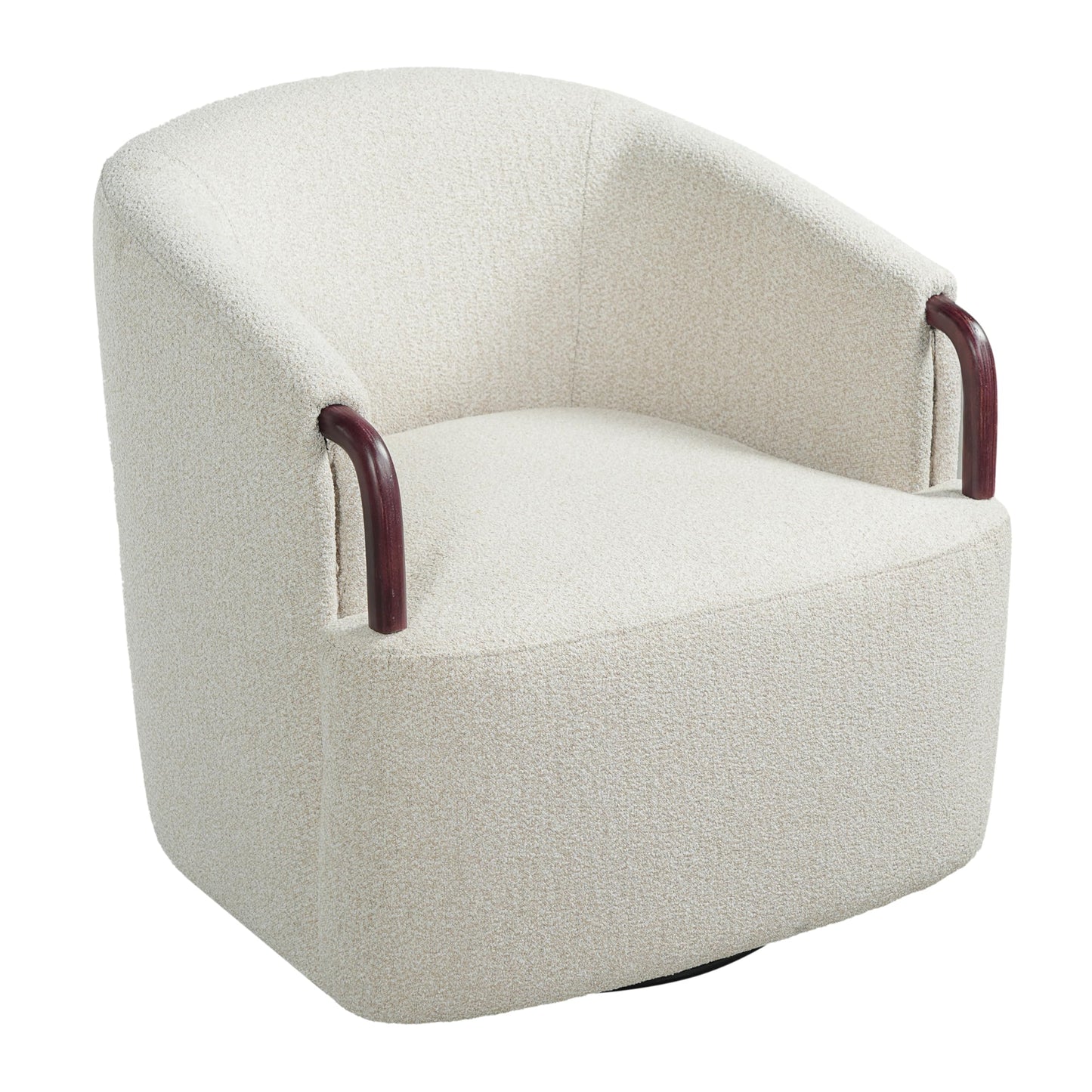 Christopher Knight Home Shiza Modern Swivel Chair with Solid Wood Base, Comfy Swivel Accent Chair with Curved Design, Soft Boucle Upholstered Lounge Sofa Chair for Living Room/Bedroom, Beige