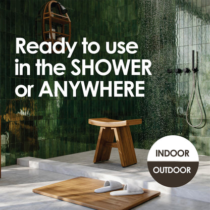 Patented 48" Sumba Estate Teak Shower Bench with Shelf