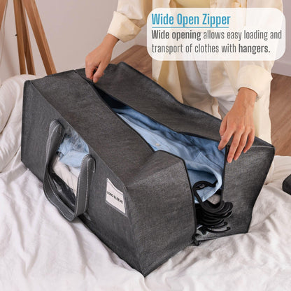 VENO 10 Pack Heavy Duty Moving Bags, Packing Bags with Clear Window, Alternative to Moving Boxes, Storage Bins for Clothes, Blankets, Comforters, College Dorm Essentials (Gray, 10 Pack)