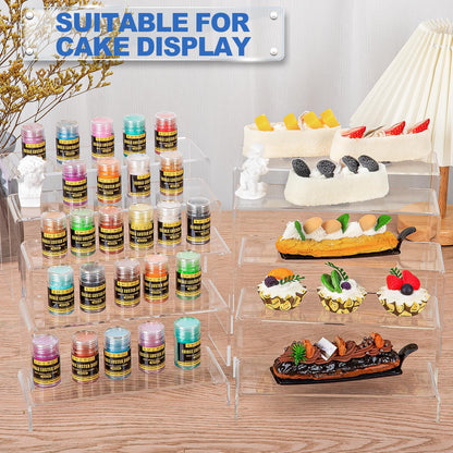 Aheroi Large Acrylic Risers, 10 Pcs 2 Set(7”L~8”L~9”L) Riser Display Shelf, Clear Rectangular Display Stands Set, Transparent Shelves for Decor, Showcase Holder for Cupcake