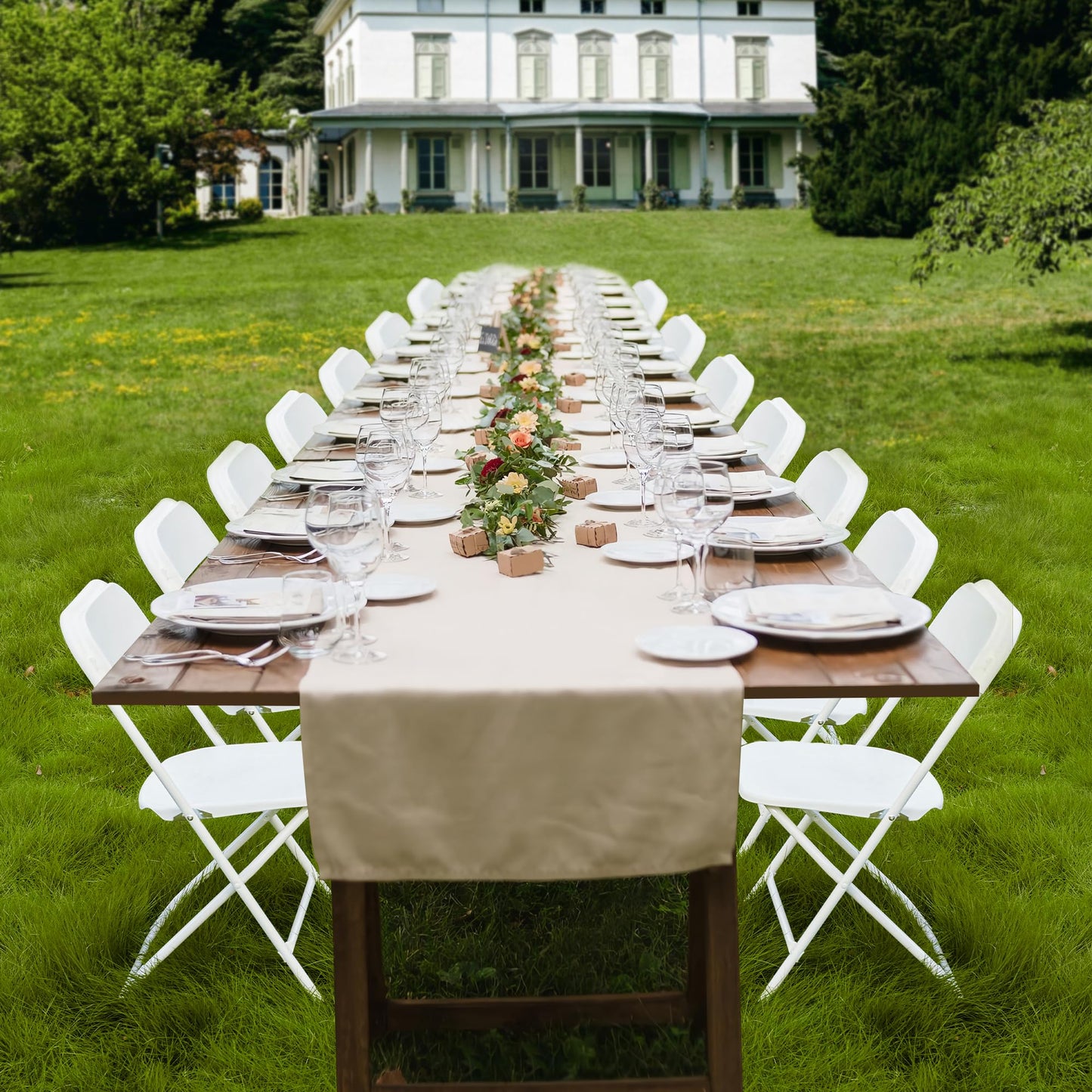 Real Relax Plastic Folding Chairs Set of 40, White Plastic Folding Chairs, Perfect for Party Event Outside Entertaining, 350 LBS Capacity