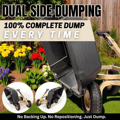 TerraTrek Heavy-Duty Garden Cart on Wheels – 7 Cu. Ft. Patented Dual Side Poly Dump Cart, 1200 lb. Capacity, All-Terrain Utility Wagon with No-Flat Wheels for Yard, Garden, Farm & Work