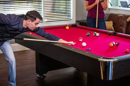 Mizerak Donovan II 8' Billiard Table with 2 Cues, Set of Billiard Balls, Triangle Brush and 2 Chalk