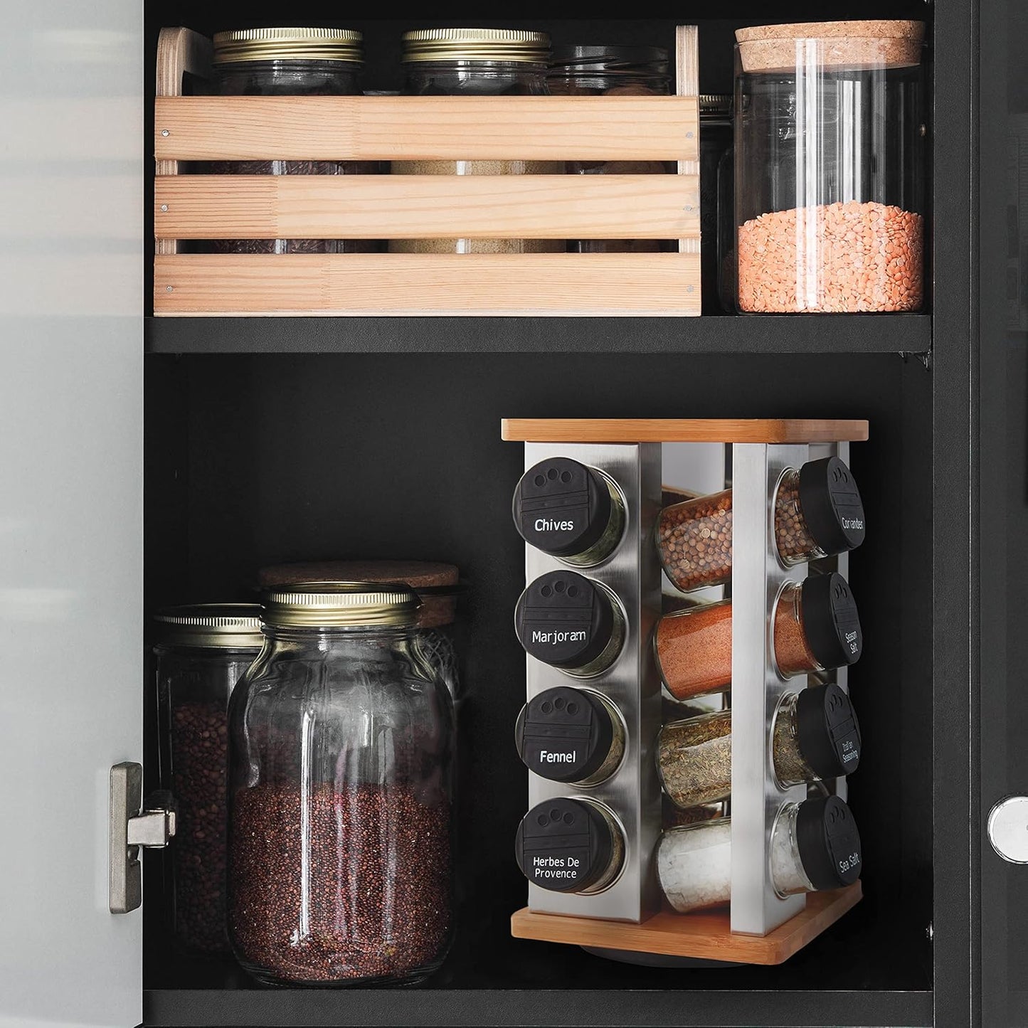 16 Countertop 5 Kamenstein Jar Warner Revolving Spice Rack Organizer with Lift & Pour Caps and Spices Included, FREE