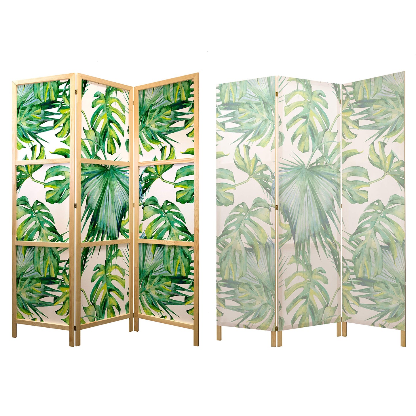 artgeist Japanese Room Divider Tropical Leaves Monstera grn 53 x 67 in - 3 Panel Folding Screen Japan Design Home Decoration Art Deco b-B-0295-z-b