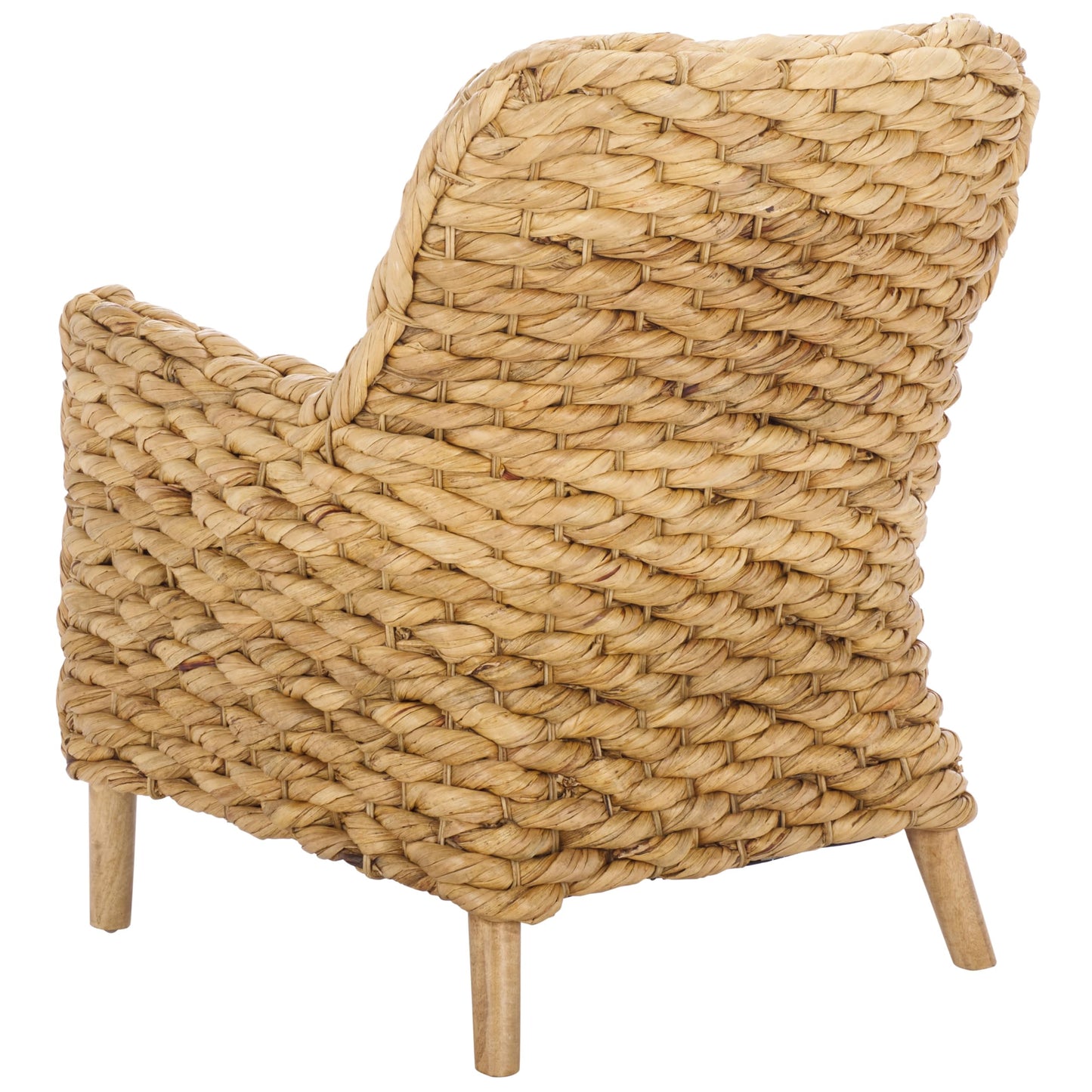 SAFAVIEH Home Collection Purrl Tropical Coastal Natural Solid Wood Hyacinth Accent Chair with Cushion (Fully Assembled)