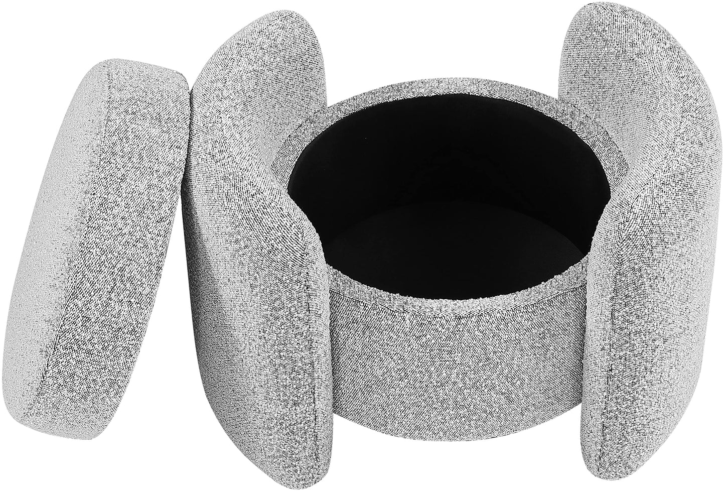 Meridian Furniture 115Grey Horizon Collection Modern | Contemporary Boucle Fabric Upholstered Ottoman, Grey, 29" W x 22" D x 19" H
