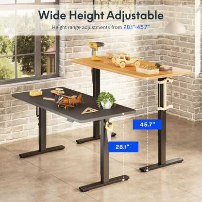 FLEXISPOT Electric Adjustable Workbench, 55x28 Inches Ergonomic Worktable for Garage, Workshop, Office and Home, Spacious Desktop for Woodworking Sewing and Crafts, Black, 2 Packages