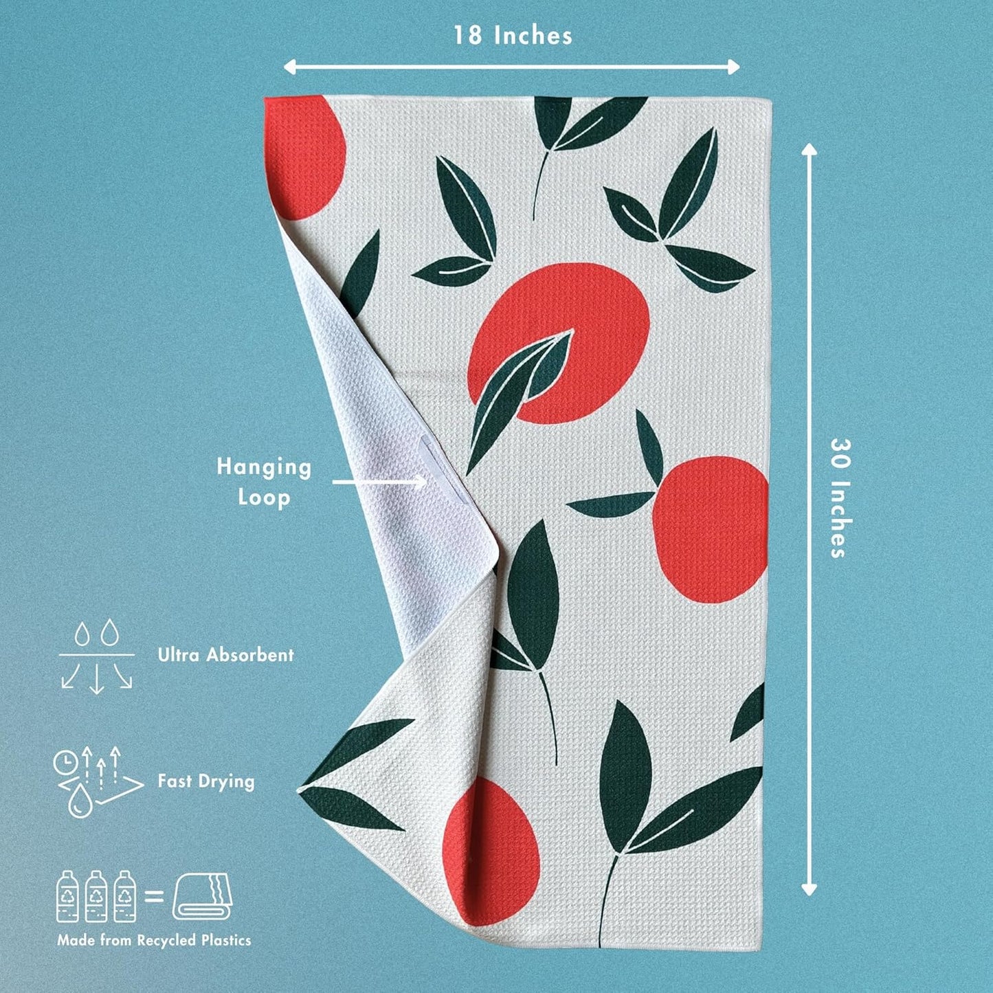 Set 2 100% 18" 30" HONED Kitchen Dish Towel | of | Lightweight Absorbent Dish Cloth for Kitchen Drying | Premium
