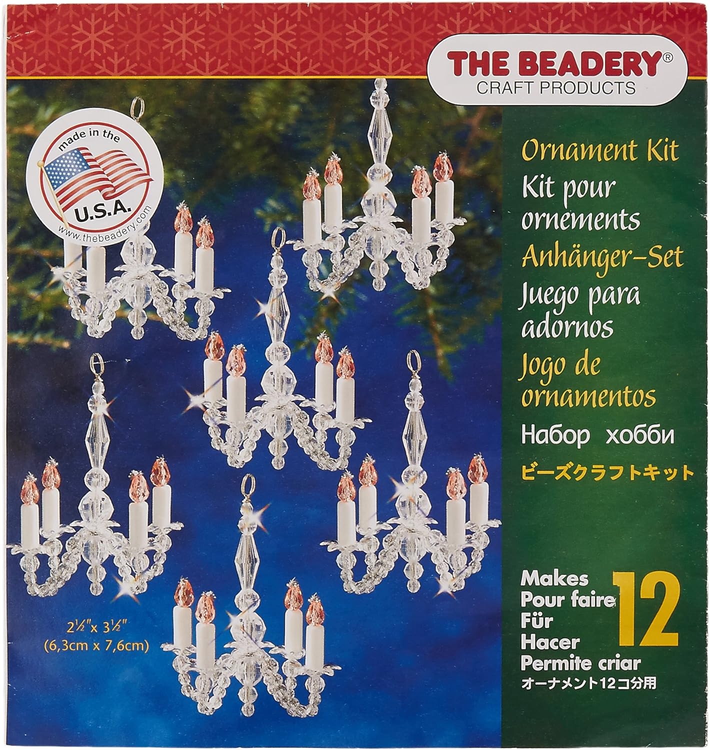 BOK-5932 The Beadery Holiday Beaded Ornament Kit, Christmas Chandeliers